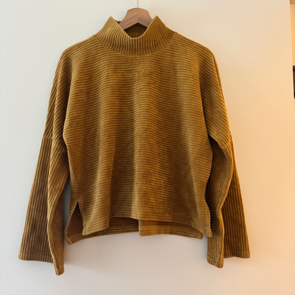 Velour Corduroy Mockneck Top